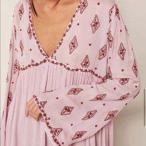 Free People Diamond Embroidered Flowy Bell Sleeve Tunic Top